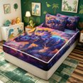 thumbnail image 2 of meiyoeat Rainbow Triceratops Dinosaur Zipper Comforter Set with Fitted Sheet and 2 Pillowcases for Kids Boys Teens, Galaxy Wildlife Zipper Bedding Set, Black Reversible, 3-Piece, 2 of 6