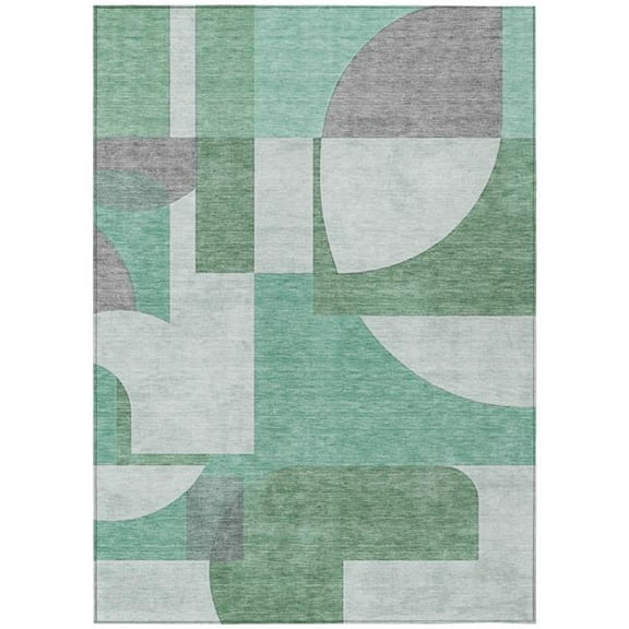 HomeRoots 617911 8 x 10 ft. Green, Sage & Gray Geometric Washable Indoor & Outdoor Rectangle Area Rug