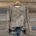 thumbnail image 2 of larppty Womens Fashion Camo Sweatshirt Print Oversized Crewneck Sweatshirt Long Sleeve Casual Pullover Top (Khaki, 4XL), 2 of 3