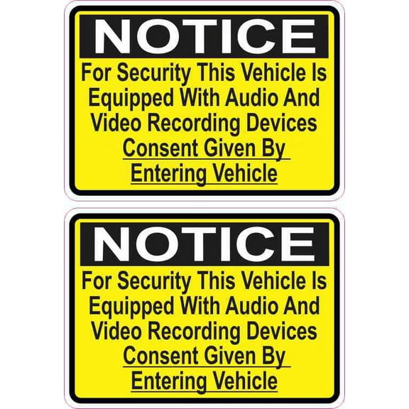 3.5in x 2.5in Yellow Audio And Video Recording Consent Stickers