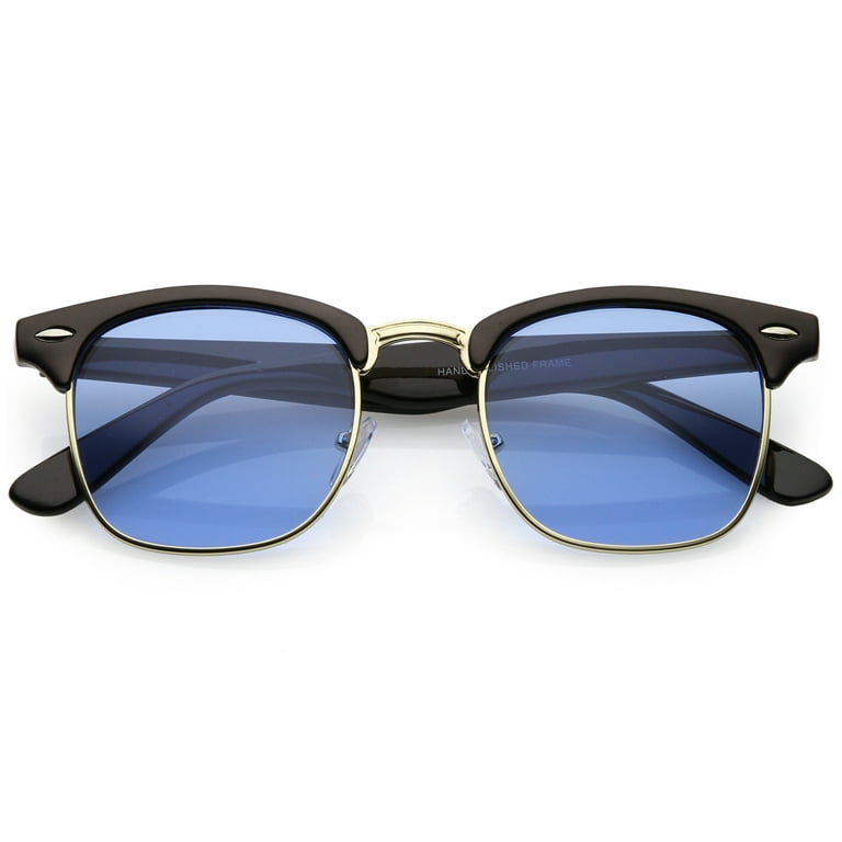 Modern Horn Rimmed Sunglasses Semi Rimless Color Tinted Square