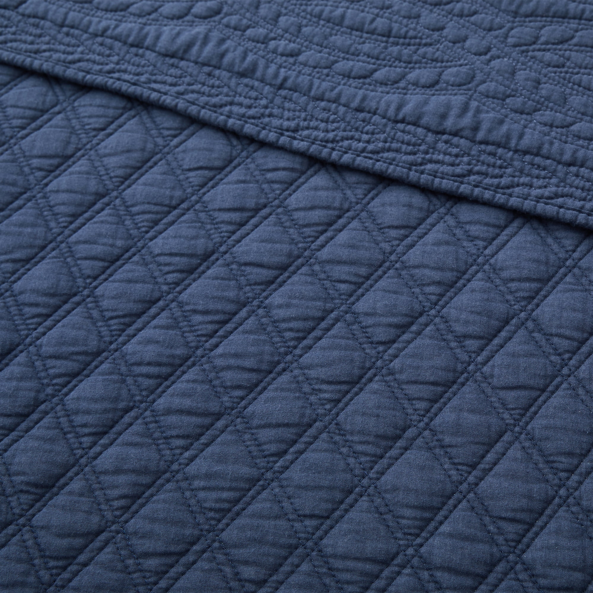 Levtex Home - Ballou Quilt Set - Full/Queen Quilt and Two Standard Shams - Bordered - Navy - Quilt (88x92in.) and Shams (20x26in.) - Reversible - Cotton
