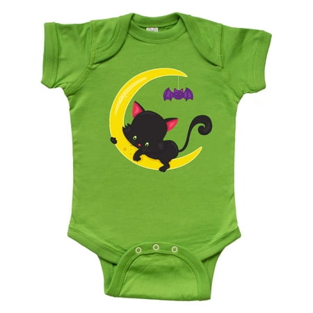 

Inktastic Black Cat Cat On The Moon Bat Halloween Gift Baby Boy or Baby Girl Bodysuit