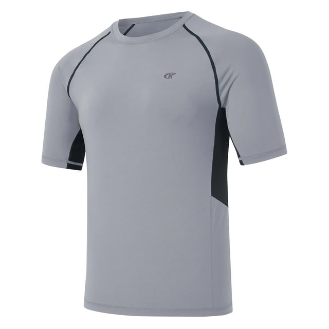 Pdbokew Swim Shirts Short Sleeve for Men Quick Dry Running UPF50+ Sun Protection Rash Guard Top