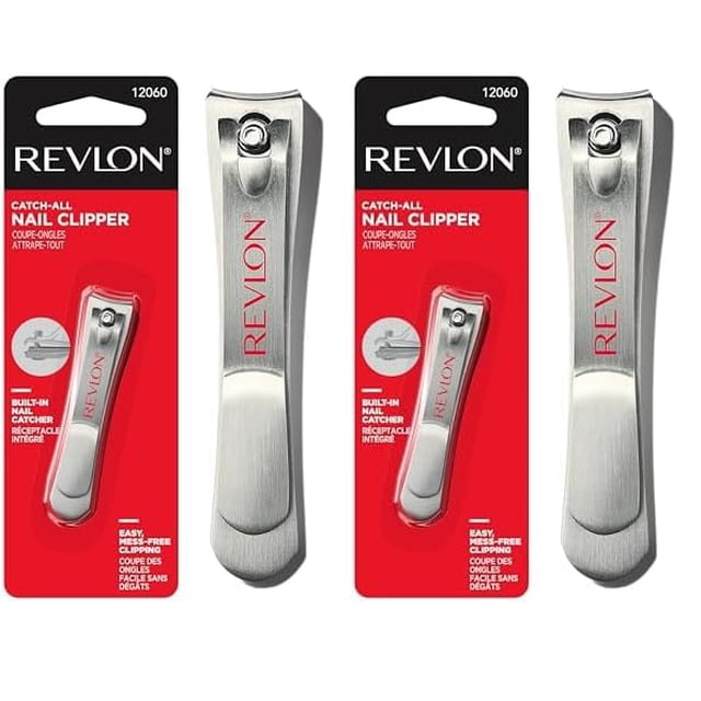 Cortauñas Revlon Catch-All, 1 unidad (paquete de 2), acero inoxidable