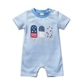 thumbnail image 2 of YWIYIUD Toddler Baby Boy 4th of July Clothes Flag Embroidery Jumpsuit Independence Day Short Sleeve Romper Summer Kids Holiday Daily Romper ﻿InfantBaby Girl Clothes Blue 3-6 Months, 2 of 4