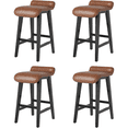 thumbnail image 1 of Bar Stools Set of 2/4, 26" Upholstered Counter Height Bar Stools with Low Back & Footrest – Faux Leather Kitchen Counter Chairs – Black / Brown / Dark Green, 1 of 6