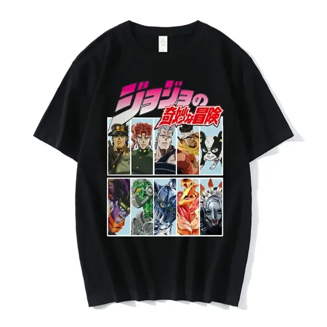 T-Shirt Graphique Aventure Bizarre Anime Jojo pour Hommes Femmes Mode Manches Courtes Hauts Décontractés Coton Oversize Mode Urbaine