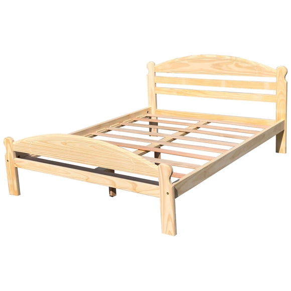 Full XL Bed Unfinished Wooden Frame with Slats Arizona