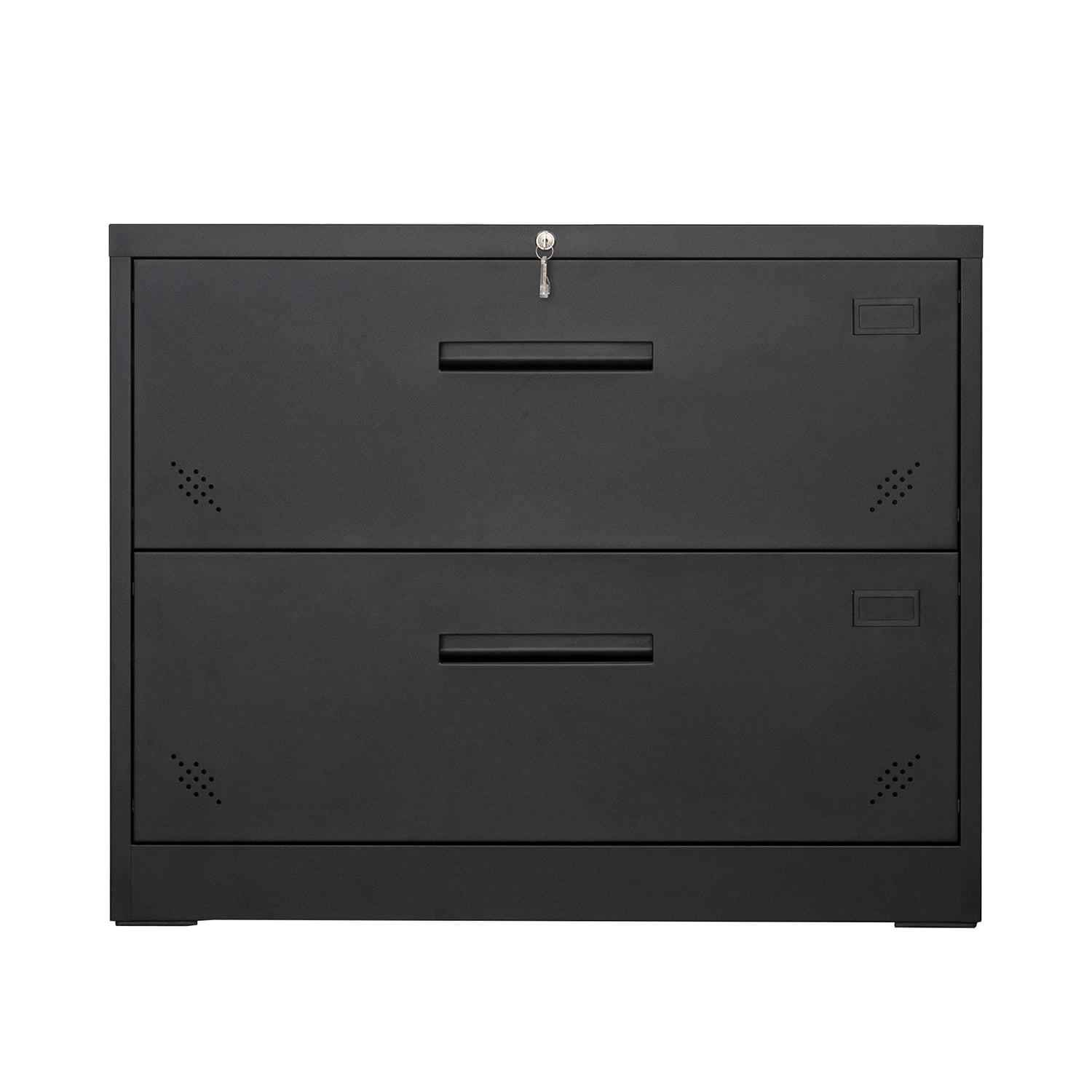 Kadyn Lateral File Storage Cabinet, 2 Drawer Filing Cabinet for Legal/Letter A4 Size, Steel Office Wide File Cabinet with Lock, Black Kadyn Lateral File Storage Cabinet, 2 Drawer Filing Cabinet for Legal/Letter A4 Size, Steel Office Wide File Cabinet with Lock, Black