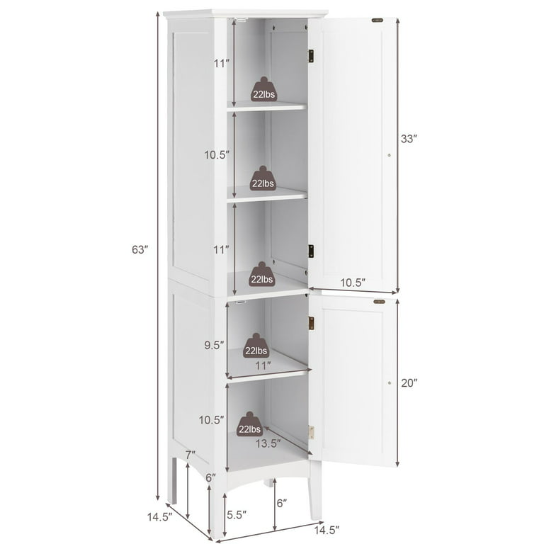 Giantex High Storage Bathroom Cabinet, Freestanding Slim Organizer