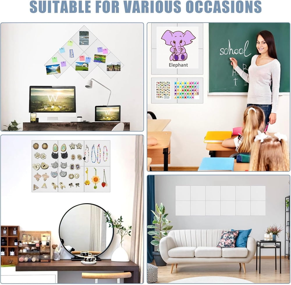 Yahome 12Pcs Bulletin Board for Office 48 x 36 Inch Removable Felt Wall Tiles with Pushpins Large Cork Boards for Walls Decor Organizer and DIY (White)