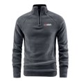 thumbnail image 7 of TOUMENY Men Half Zip Fleece Pullover High Neck Outdoor Hiking Casual Warm Winter Sweater Solid Letter Embroidered Raglan Sleeve Relaxed Pullover Gray XL, 7 of 7