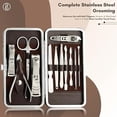 thumbnail image 4 of Beauté Secrets Essentials Manicure Set Nail Clippers, Stainless Steel Nail Scissors Grooming Kit, Acne needle, Blackhead Tool Leather Travel Case (Silver), 4 of 4
