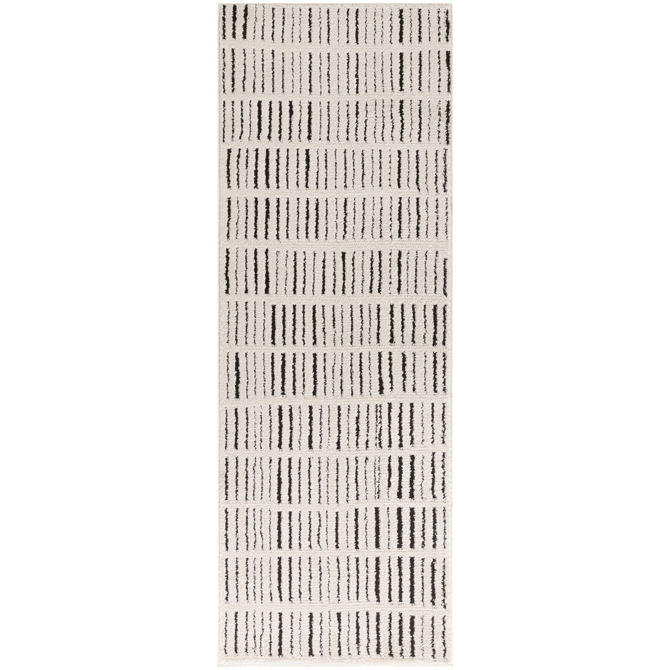Nourison Cozy Modern 2'2" x 6' Ivory Black Scandinavian Indoor Rug