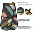 thumbnail image 2 of Yayeee Double Oven Mitt Kitchen Heat Resistant Baking 35" x7" Quilted Glove, Green Geometric, 2 of 6