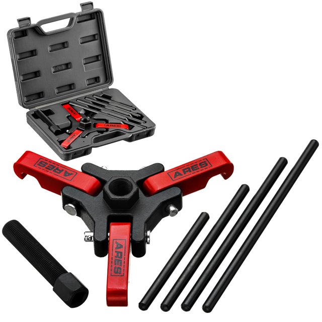 ARES 71002 - Harmonic Balancer Puller Kit - Adjustable 3-Jaw Puller Fits Most Late Model Automobiles & Trucks - Remove Damper Pulleys in Tight Engine Compartments Wi