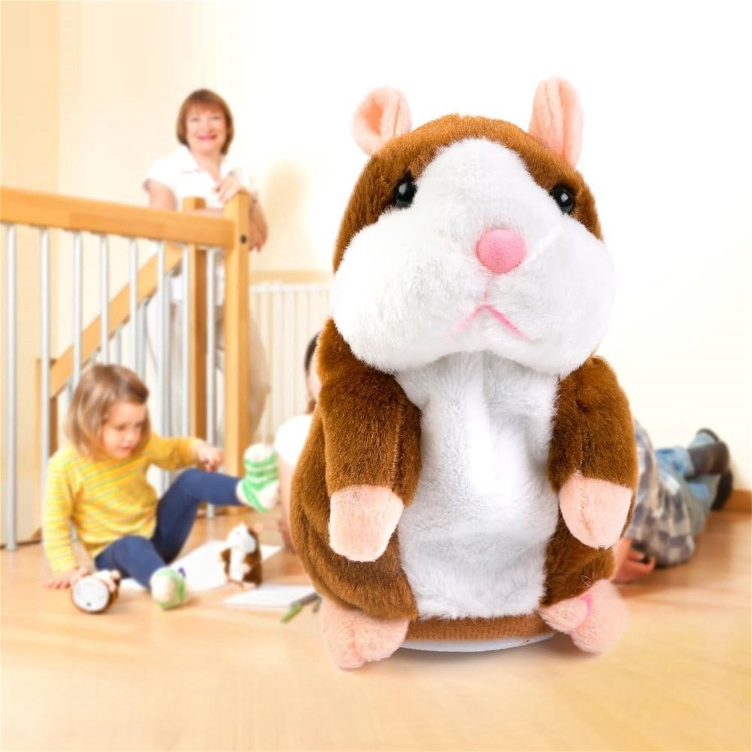 Talking Hamster Toy 2 Pack Animal Talking Toys Repeats What You Say Mimicry Pet Talking Record for Boys & Girls Plush Interactive Toys, Brown