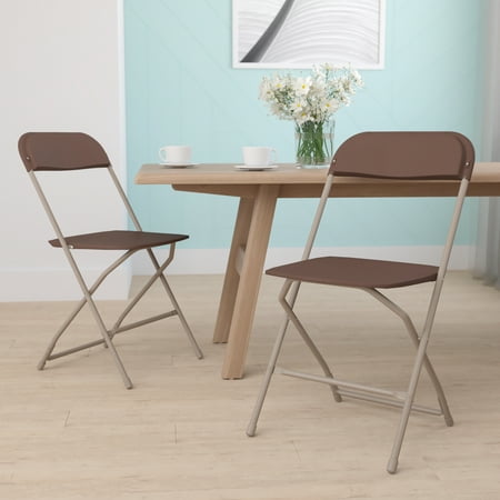 Flash Furniture Hercules™ Series Plastic Folding Chair - Brown - 2 Pack 650LB Weight Capacity Comfortable Event Chair-Lightweight Folding Chair