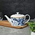 thumbnail image 5 of STP GOODS Melodie de Fleurs Porcelain Teapot 37.2 fl oz (1.1 L) Floral Kitchen Teapot for Loose Tea Tea Pot Tea Brewer Tea and Coffee Pot Kettle for Blooming Teas, White Blue Gold, 5 of 5
