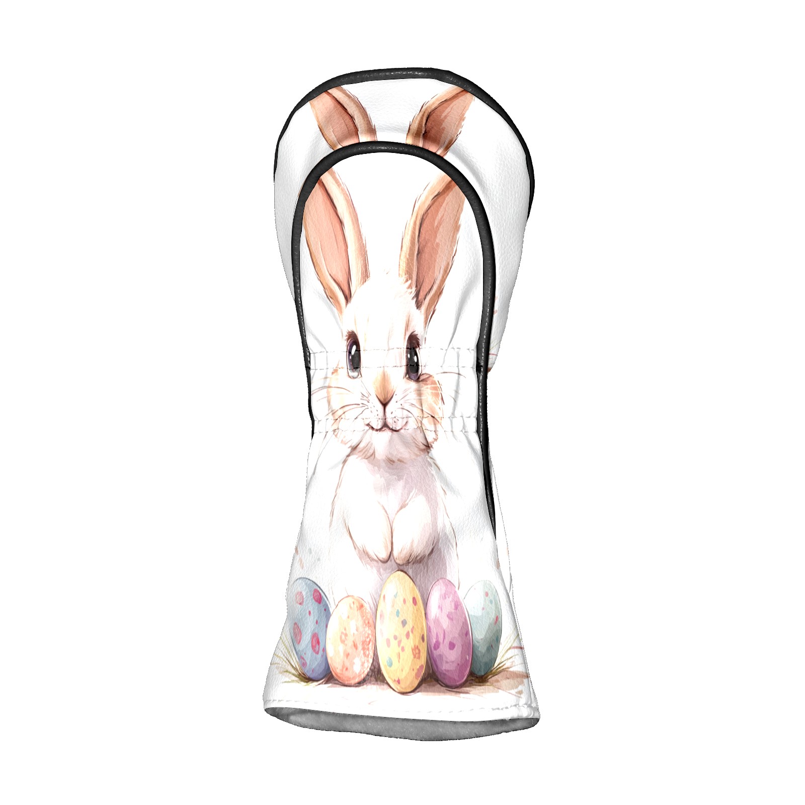 Golf Club Covers PU Leather Waterproof Head Covers for Fairway Woods Hybrids Cute Easter Rabbit With Easter Eggs