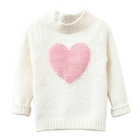 

Kids Baby Girls Long Sleeve Sweater Love Heart Pattern Knit Tops Clothes