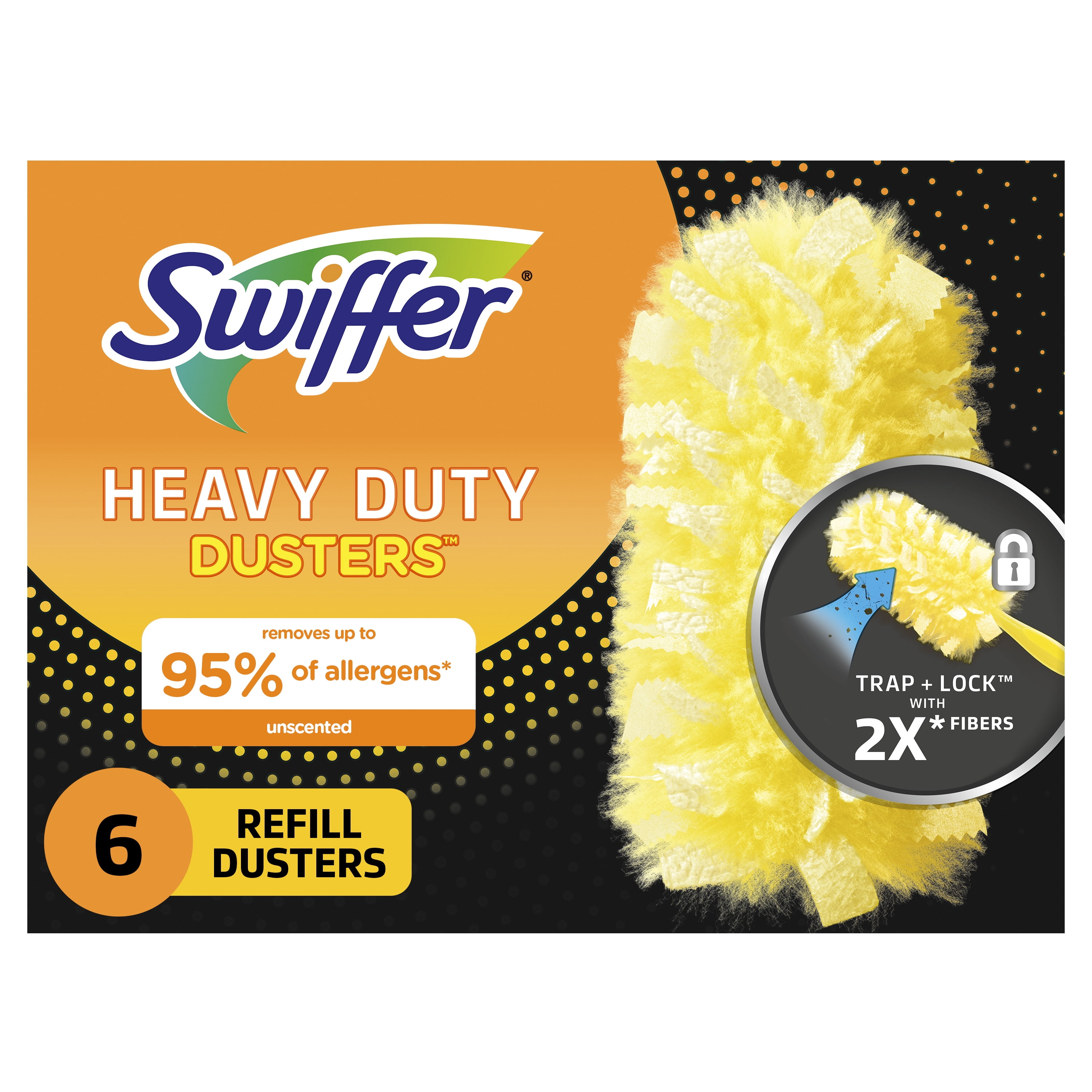 Swiffer Heavy Duty Duster, Refills, 6 Count, Yellow, Unscented
