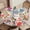 Colorful Flowers Floral, variant on Round Tablecloth with Elastic Winter Snowman Round Elastic Tablecloth Waterproof Wipeable Circle Table Cloth for Home Outdoor, Fits 40"-44" Tables