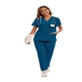 thumbnail image 6 of LYMAYTER Solid Color Medical Uniform for Women V-Neck Multiple Colors Nurse Uniform Comfort Ventilate Outfit for S-2XL, 6 of 7