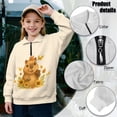 thumbnail image 5 of Jeiento Fall Sunflower Capybara Hoodie Sweatshirt Quarter Zip Hoodie Youth Kids Pullover Tops Long Sleeve Shirts Warmth Lightweight Outdoor Activity Outfits，5-6Years, 5 of 7