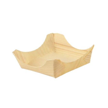 Packnwood 210BBUP32 2 oz Pin Up Wooden Square Plate - 3.5 x 3.5 in.