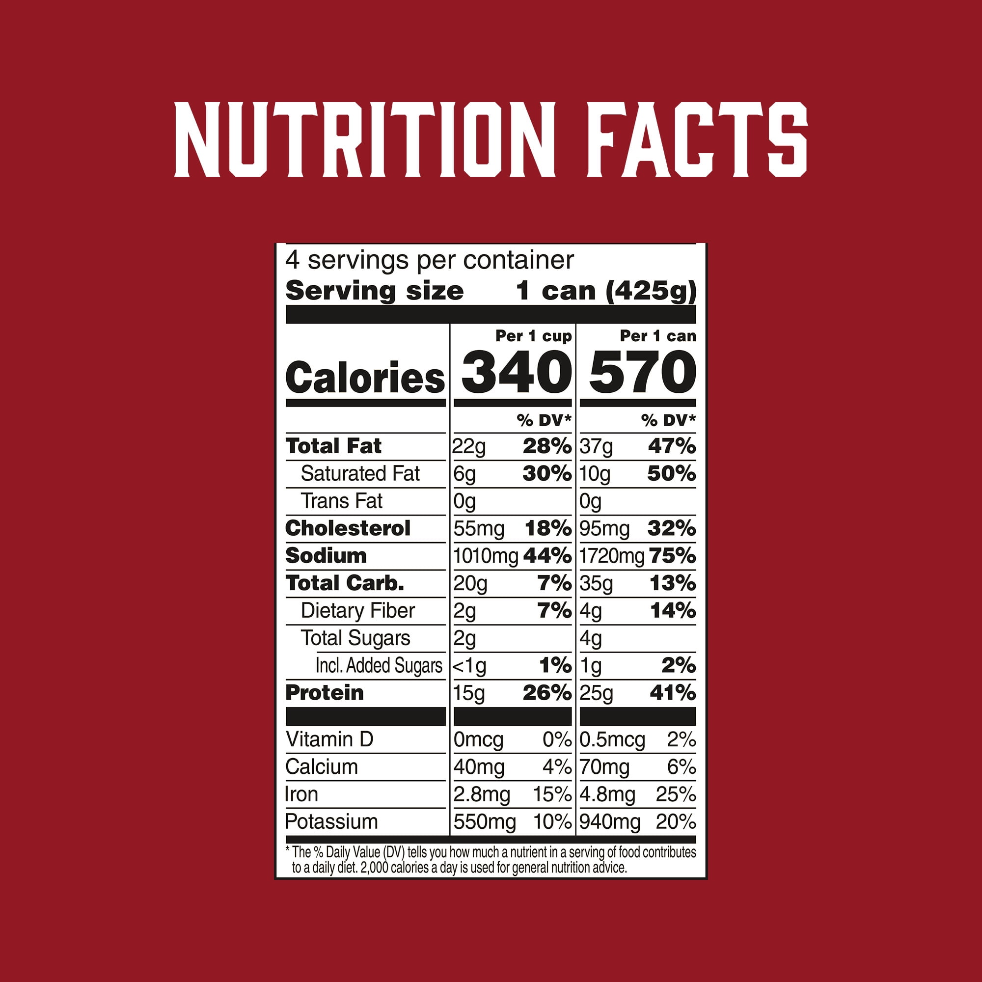 Wolf Brand Chili No Beans, 25g Protein per Serving, 15 oz. Can, 4-Count