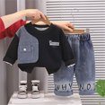 thumbnail image 2 of CAUYDY 3 6 9 12 18 24 Months 1-5T Preemie Boy Outfits Child Long Sleeve Sweatshirt and Joggers Pants 2Pcs Clothes Set Fall Winter Gift for Baby Light Blue for Sizes 1-2 Years, 2 of 9