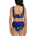 thumbnail image 3 of Kdxio Christmas Night Print Women's 2 Piece High Waisted Wrap Spaghetti Strap Summer Swimsuit Bikini Set-Medium, 3 of 7