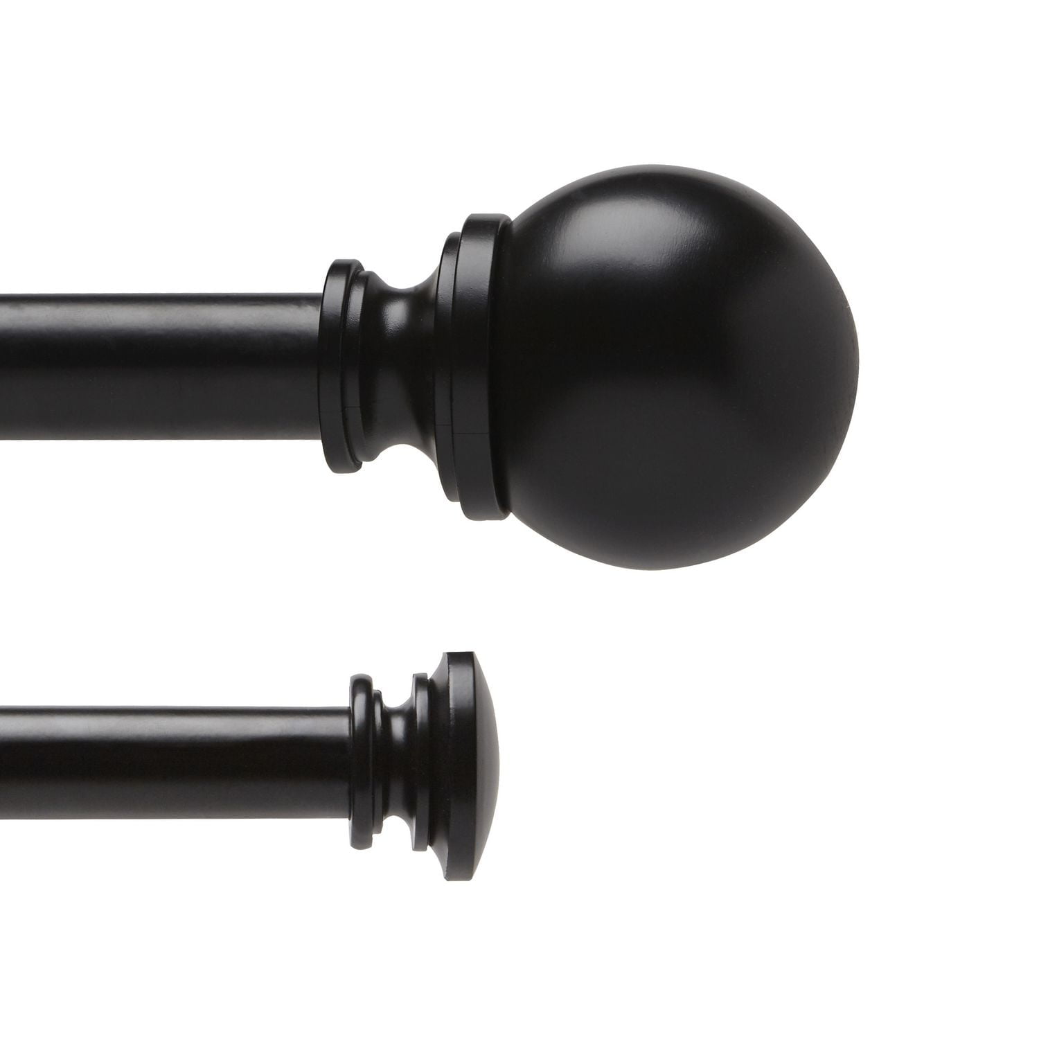 Hometrends Ball 1" Double Drapery Rod Set 60-144" Matte Black