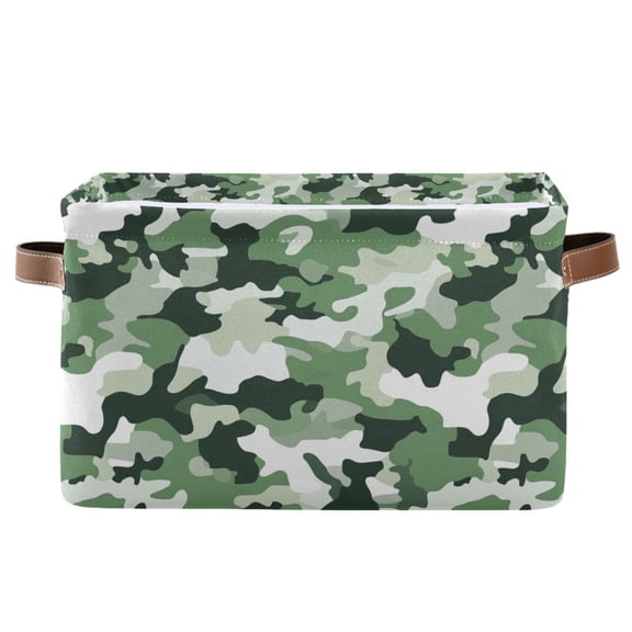 Yayeee Canvas Storage Basket with Handles for Shelves Fabric Bins Closet Organizer, Army Green Camouflage Pattern