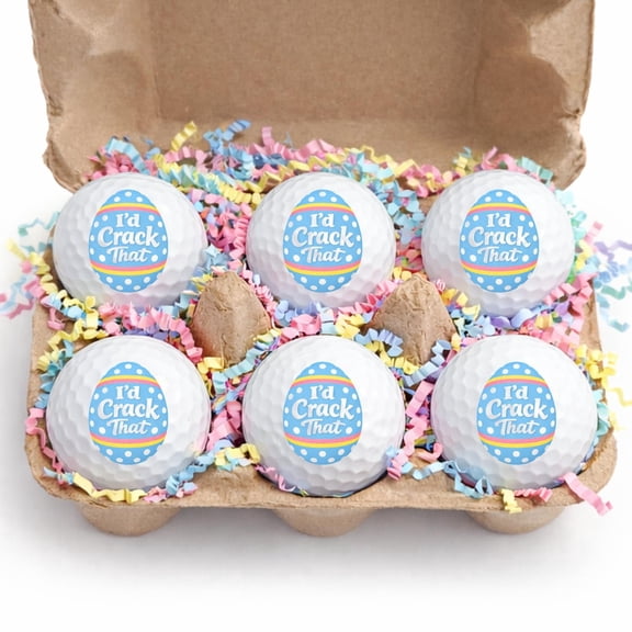 Easter Golf Balls Gift Set I'd Crack That 6 Pack Golf Balls in Egg Carton, Funny Easter Basket Stuffer for Men, Golf Gift for Him