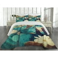 thumbnail image 2 of Ambesonne Spa Quilted Coverlet 3 Pcs, White Daisies Collage, King Size, Blue Brown and White, 2 of 4