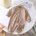 thumbnail image 2 of HNMKIU Unisexe Garçons Doux à Manches Longues Justaucorps Barboteuse Combinaison Confortable Col Rond Tenue pour Intérieur Printemps Automne Tenue Classique de Tous les Jours Fermeture à Boutons-Pression Design Kaki, 3-6 Mois, 2 of 3
