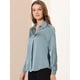 thumbnail image 4 of Camisa de trabajo de manga larga con blusa elegante con cuello en V de oficina para mujer Gris azul2 S Unique Bargains Camisa, 4 of 6