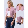 thumbnail image 2 of DARING DIVA Women's Business Blazer 3/4 Sleeve Collarless Cardigan L Pink, 2 of 6