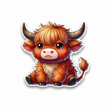 DOPASTICKER Grumpy Animal Cute Highland Cow Sticker Car Window Scrapbook Phone Water Bottle Stickers Cars Stickers Water Bottle Stickers For Kids