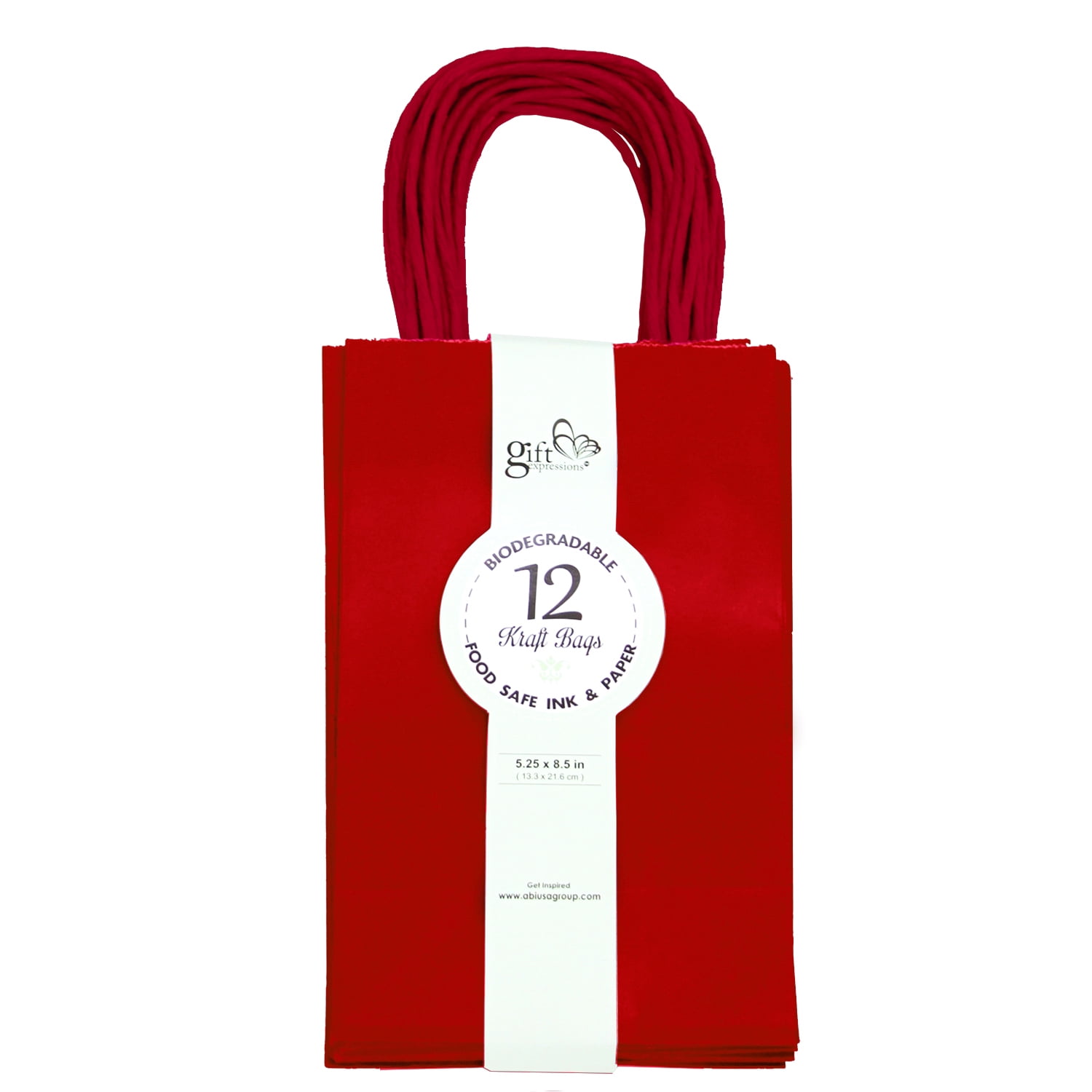 Red Paper Kraft Bags Small 12ct