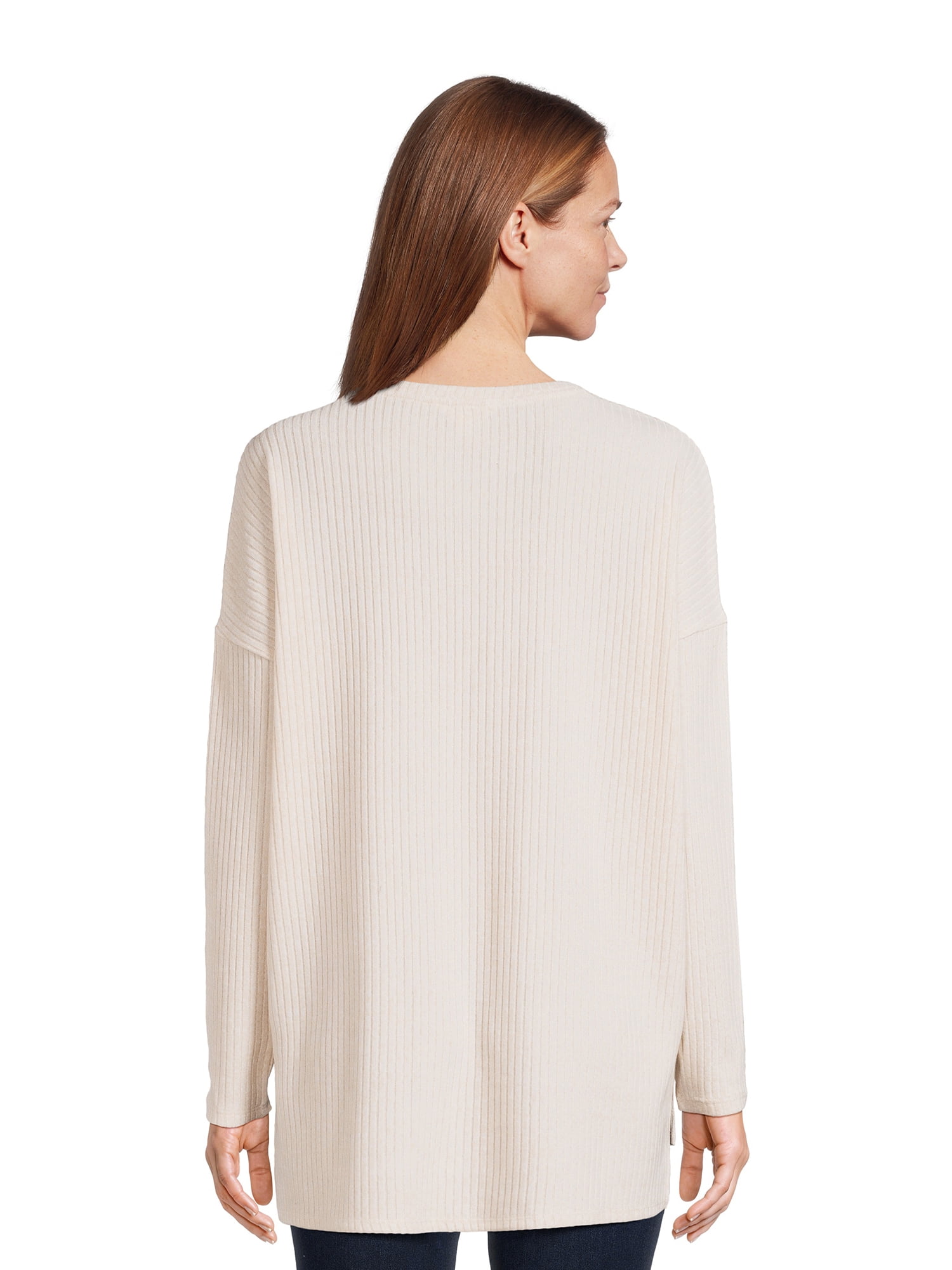 Time and Tru Women's Ribbed Tunic Top, Sizes S-XXXL