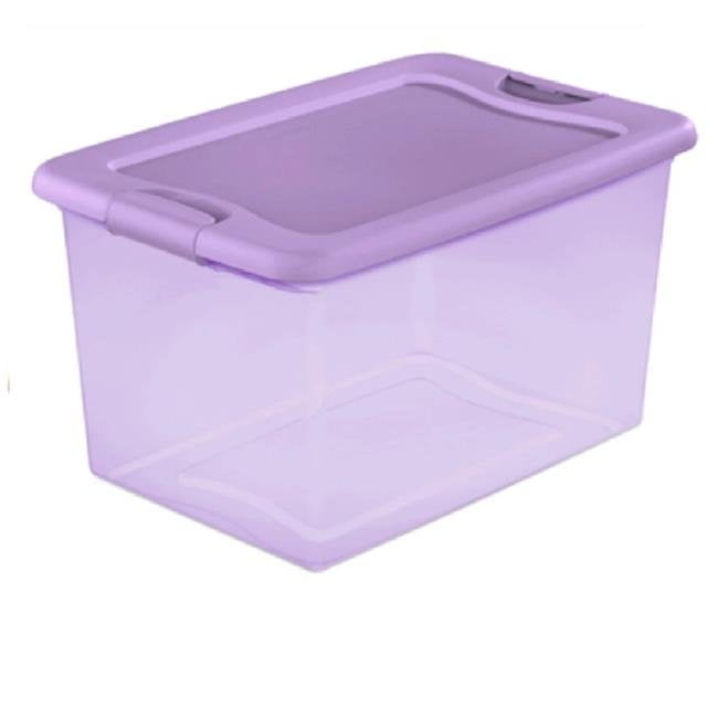 Sterilite Purple 64 Quart Latching, Purple Storage Bin With Wheels