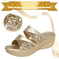 thumbnail image 2 of Cyiecw Womens Platform Wedge Sandals Summer Comfortable Sequins Open Toe Slip On Slides Slippers, 2 of 7