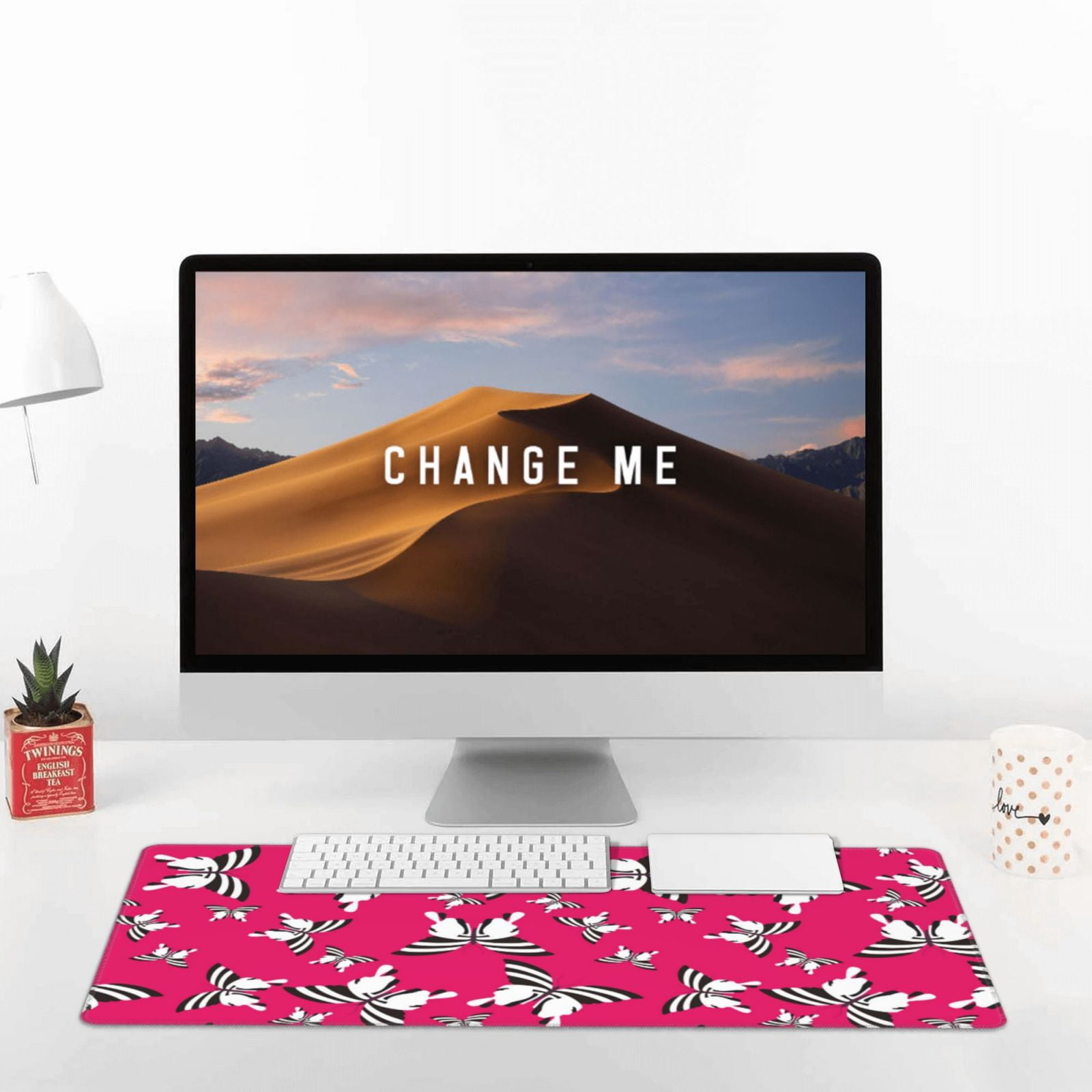 Rateoe Butterfly Print Mouse Pad - Extended Large Gaming Mousepad,Non-Slip Stitched Edge,16x29.5 Inch
