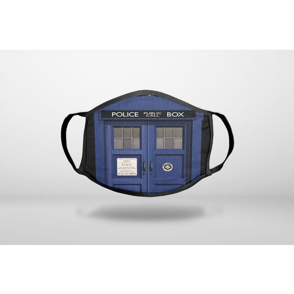 London Police Call Box TARDIS - 3-Ply Reusable Soft Cloth Face Covering, Unisex, Cotton Inner Layer