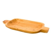 Nature Tek Oval Natural Wood Serving Tray - with Handles - 14 1/2" x 7 1/4" x 1" - 1 count box