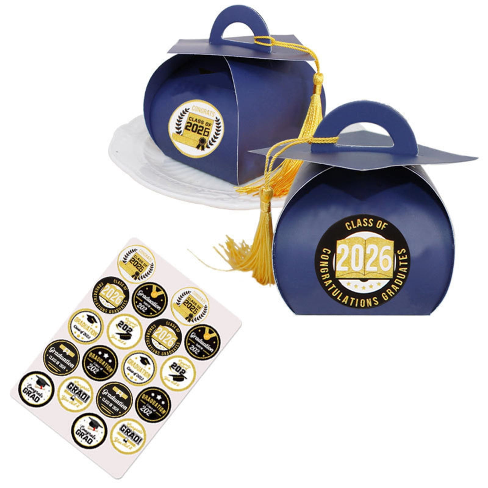 Garloy Small Treat Chocolate Box,Graduation Cap Candy Box,Class Of 2026 Candy Box With Tassel,Candy Containers,Graduation Gift Box,Treat Box With Tassel,Mini Graduation Cap Gift Boxes,Black(30PCS)